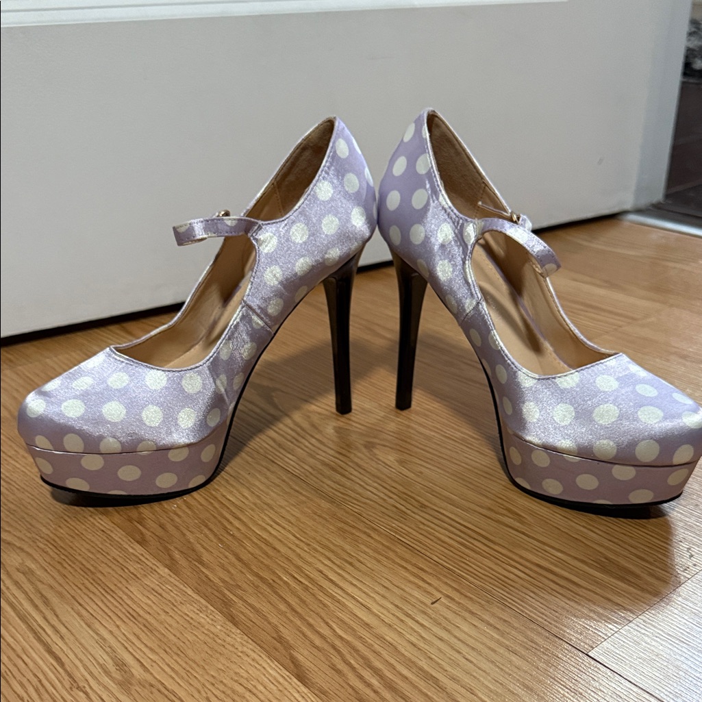 Polka Dot Heels - Lavender And White Size 7